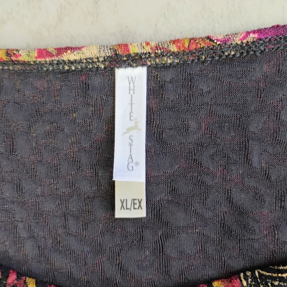 White Stag Y2K Floral Metallic Tank Top Womens XL Black Pink‎ Gold Whimsigoth - Picture 4 of 9